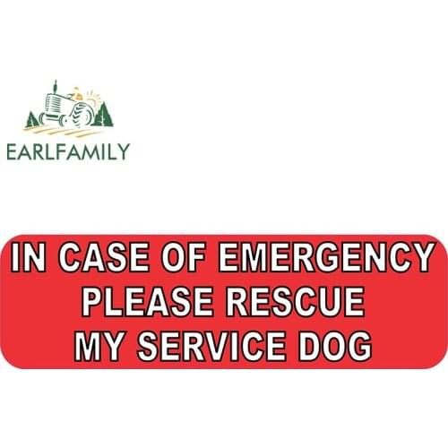 EARLFAMILY 13cm x 3.9cm For Service Dog Emergency Rescue Car Fine Decal Fashion Graphics Stickers Vinyl Car Wrap Decoration