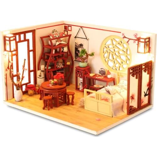 Kids Toys Diy Dollhouse Assemble Wooden Miniaturas Doll House Furniture Miniature Dollhouse Puzzle Educational Toys For Children
