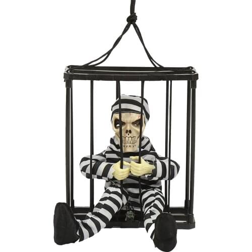 Halloween Electric Ghost Toy Scary Doll With Light Sound Skeleton Prisoner Horror Decoration Party Haunted House Props Decor