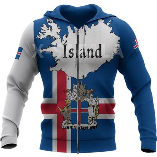X-Safala Island Viking Flag Coat Arms 3D All Printed Hoodie Man Women 1Harajuku Outwear Zipper Pullover Sweatshirt Casual Jacket