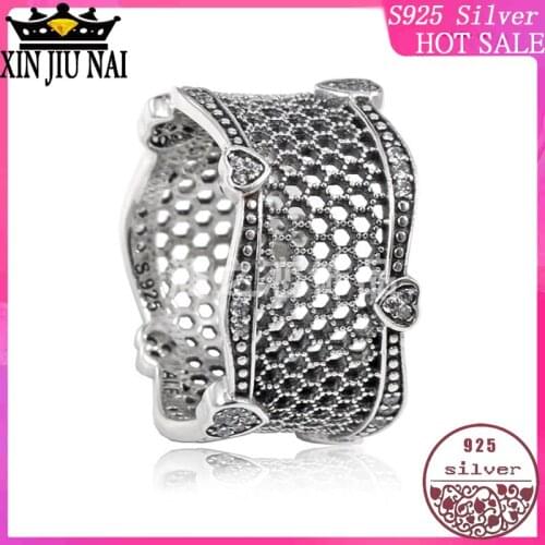 Italian crafts 100% 925 silver black gold plated honeycomb luxury female elegant retro court style female cubic zirconia ring