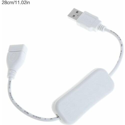 Wire Switch Cable A Male to Female Extension Extender White With Switch ON/OFF Plastic 28cm