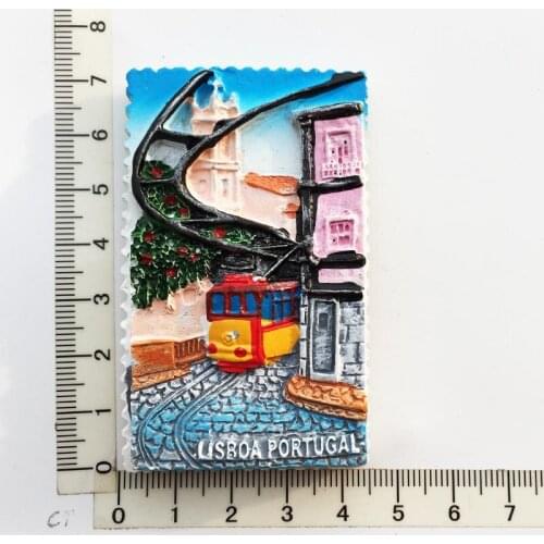 Lisboa Portugal)Fridge Magnet,Creative Travel Commemorate Crafts 3D Ornaments Magnetism Resin Material Refrigerator Stickers