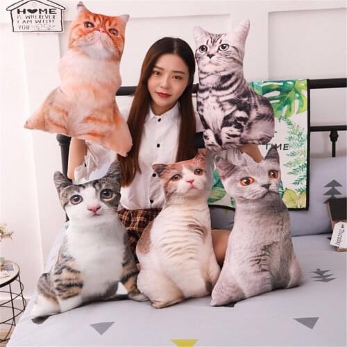 1pc Simulation Cats Animal Stuffed Super Soft Pillow Sofa Back Cushion Kids Cute Creative Cats Plush Doll Baby Birthday Gift Toy