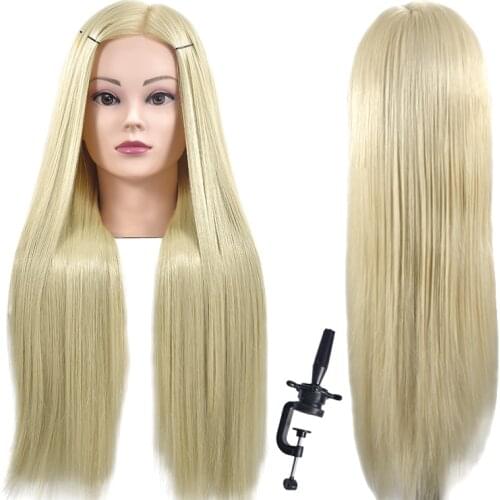 New High Temperature Chemical Fiber Mannequin Head For Makeup Practice With Stand Combs Set Blonde Hair Training Head Mannequin