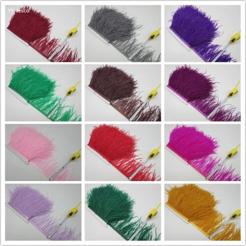 10 yards high quality ostrich feather trim cloth sideband 10-15cm wide Suitable for skirts / dresses / apparel party DIY crafts