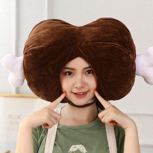 Chicken Leg Headgear Hat No Stuffiness Easily Maintain Costume Accessories Cartoon Chicken Leg Helmet Plush Headgear for Girl