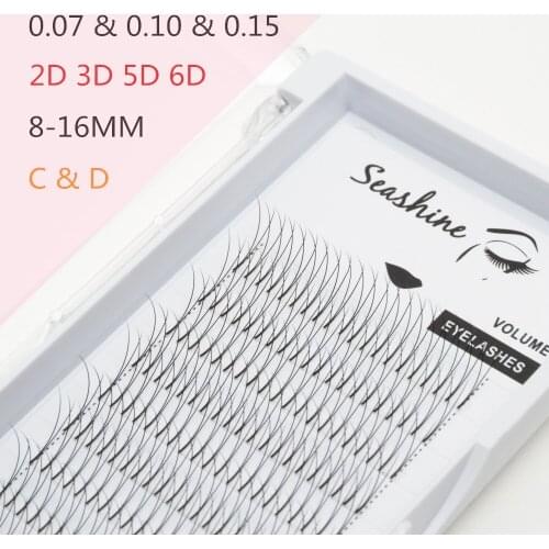 Seashine Silk Premade Russian Volume Fans Soft 2d/3d/4d/5d/6d Eyelashes Long Stem Lash Pre Made Eyelash Extensions Supplies