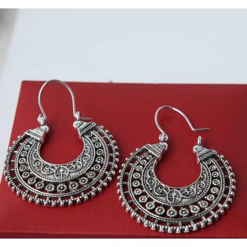 2020 Antique Boho Hollow-out Gypsy Tribal Indian Drop Earrings for Women Mandala Flower Earrings Vintage Fashion Jewelry