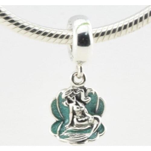 Christmas Princess Sea Shell Enamel Charms for Bracelets Components Women DIY Jewelry Making 925 Sterling Silver Charms