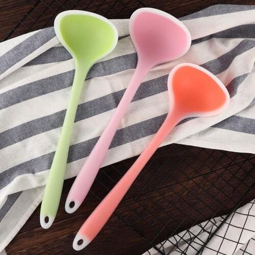 Silicone Ladle Nonstick Seamless Translucent Soup Ladle Cooking Tool Long Handle Soup Spoon for Home Kitchen Supplies