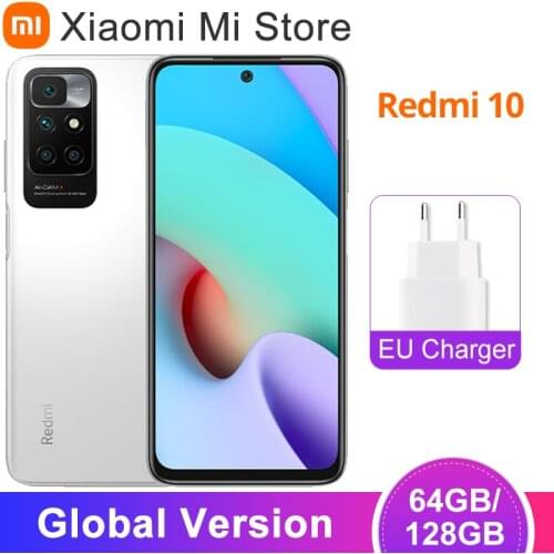 Global Version Xiaomi Redmi 10 Smartphone 64GB/128GB ROM MediaTek Helio G88 Octa Core 50MP AI quad camera 90Hz FHD Display