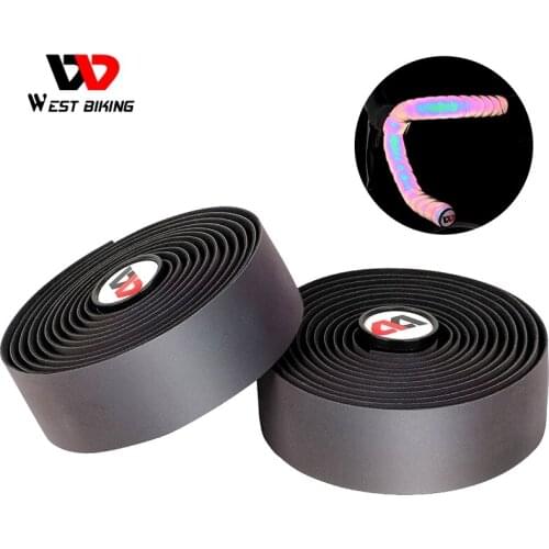 West Biking Road Bike Handlebar Tape Colored Reflectors Bar Tape Wrap with Bar Plugs Reflective Dazzle Shockproof for Cycling