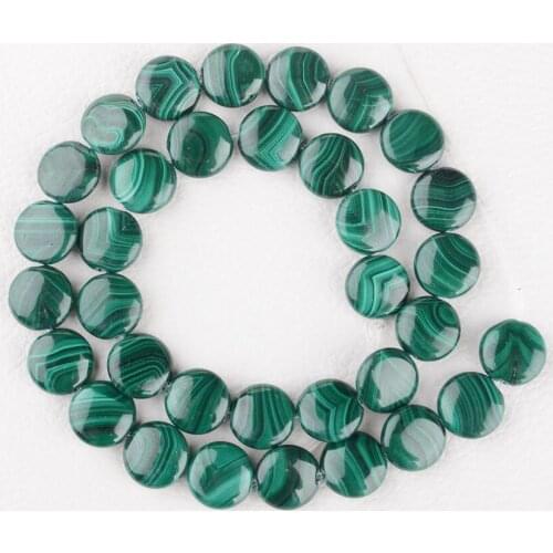 2 Strands Womens AA Top Malachite 8-14mm Coin Beads Strand-15.5"