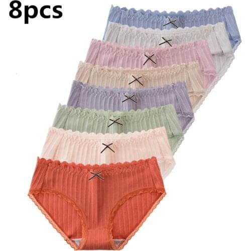 8pcs Womens Underwear new spot thread comfortable breathe freely pure cotton briefs ladies underwear factory supply Panties