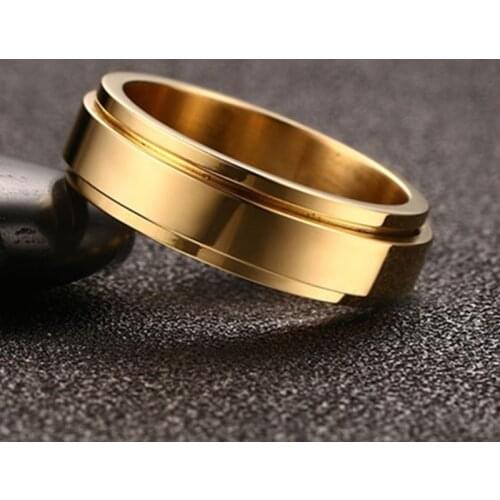 VNOX 6mm Spinner Ring Men Women Jewelry Stainless Steel Double Loop Design Biker Rotatable Lucky Unisex Jewelry