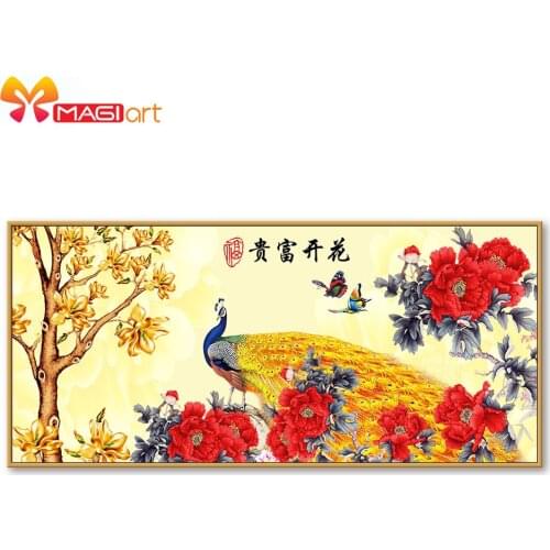 Cross stitch kits Embroidery needlework sets 11CT water soluble canvas patterns 14CT Animal Style Flowering peaflow -NCMA119