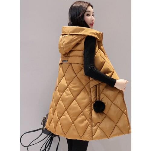 Winter Autumn 2020 Sleeveless Jacket Women Coat Long Vest Female Down Cotton Padded Korean Chalecos Para Mujer KJ665