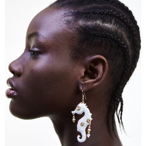 PPG&PGG Trendy Metal Fish Seahorse ZA 2019 Earrings for Women Bohemian Colorful Beads Pendants Drop Dangle Earring