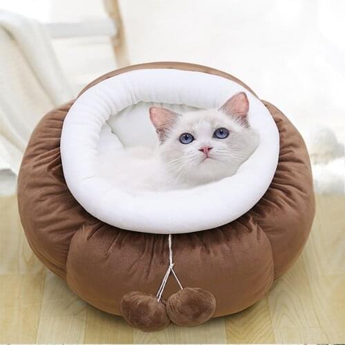Winter Warm Cat Bed Plush Soft Portable Cute Cat House Sleeping Bag Cushion Panier Chat Thickened Pet Bed Casas Gatos Mascotas