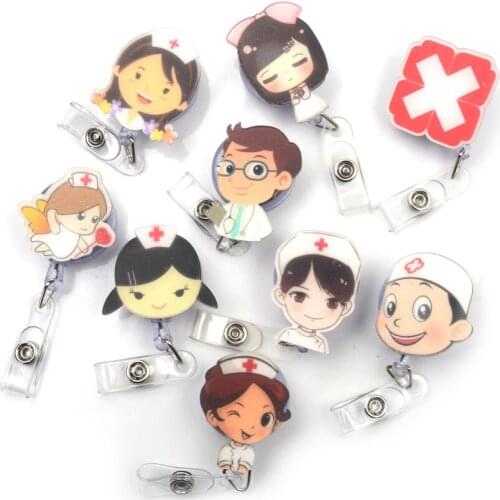 1PCS Cute Retractable Badge Reel Student Nurse Exhibition ID Name Card Badge Holder Retractable Reel Key-ID-Badge Holder