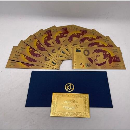10pcs 0 Euro Mona Lisa Smile 500 Euro 500 Riyals Gold Banknotes Souvenir Ticket Cards for Momery Collection