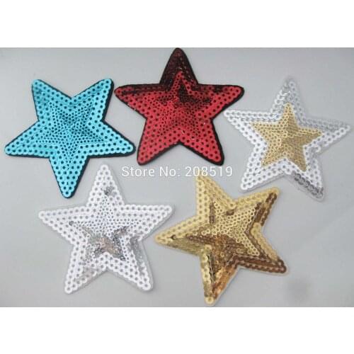 PENNAW 20PCS 7.5CM Sequined Sequins Star Shape Patches For Garment Decoration
