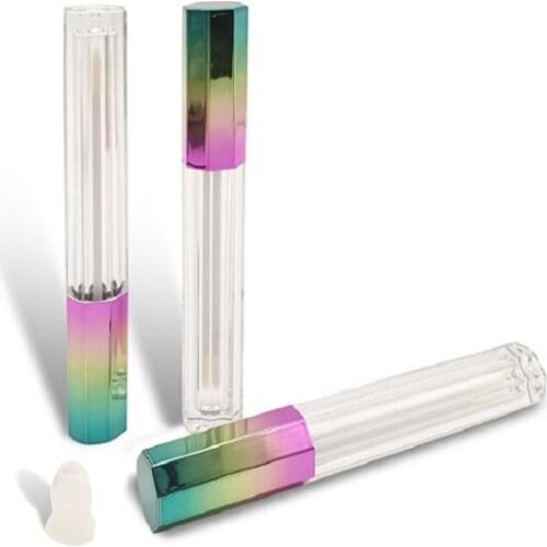3ml Lip Gloss Wand Tube Empty Plastic Eight Sides Clear Lipgloss Tubes Colorful Cap Cosmetic Container Packaging Bottle 40pieces