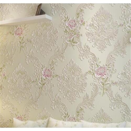 Beibehang Continental Garden Damascus 3D Stereo Floral Flower Non - Woven Wallpapers Living Room Bedroom Restaurant Background