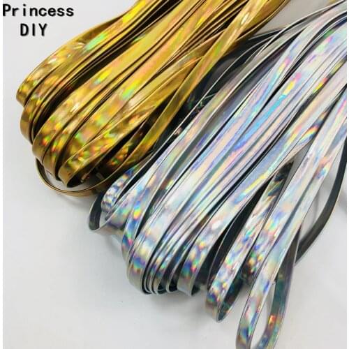 5M/Lot Jewelry Making Finding Gold Silver 10mm Holographic Ribbon Laser PU Leather Cord DIY Bracelet Necklace Choker Material