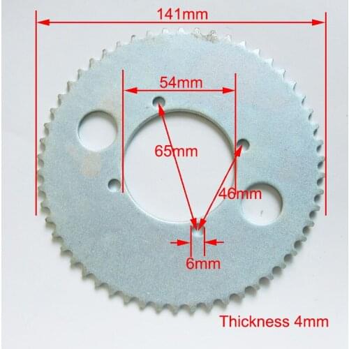 54 Tooth 54mm Rear Chain Sprocket for Electric Scooter fit T8F Chain