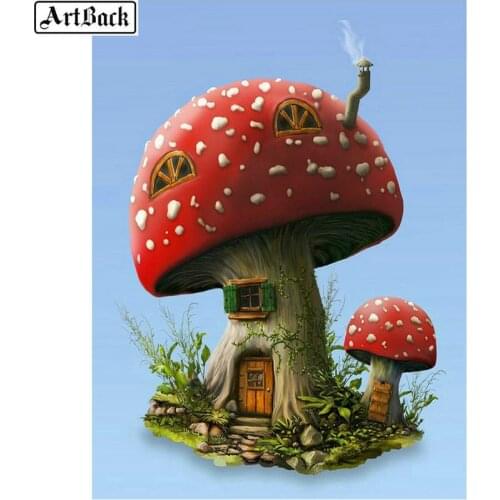 5d diamond painting mushroom house landscape diamond mosaic full square diamond embroidery