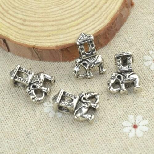 7 pcs tibetan silver beads Elephant charms metal loose bead Fit European bracelet Jewelry making 1814