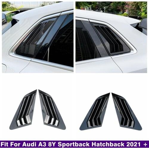 Accessories Rear Window Louver Shutter Panel Cover Trim Black / Carbon Fiber Look Fit For Audi A3 8Y Sportback Hatchback 2021