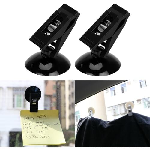 1 Pair Car Clips with Suction Sucker Plastic Auto Cards Ticket Clips Window Mount Car Holders For Sun Shade Curtain Cloth