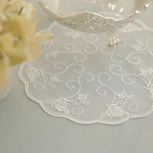 White Lace Placemats for Dining Table Mat Drink Coaster Dust Cover Luxury Decor Home Decoration Accessories Modern Crochet Doily