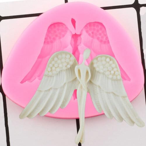 Angel Goddess Wings Silicone Mold Baby Birthday Cupcake Topper Fondant Cake Decorating Tools Resin Clay Candy Chocolate Molds