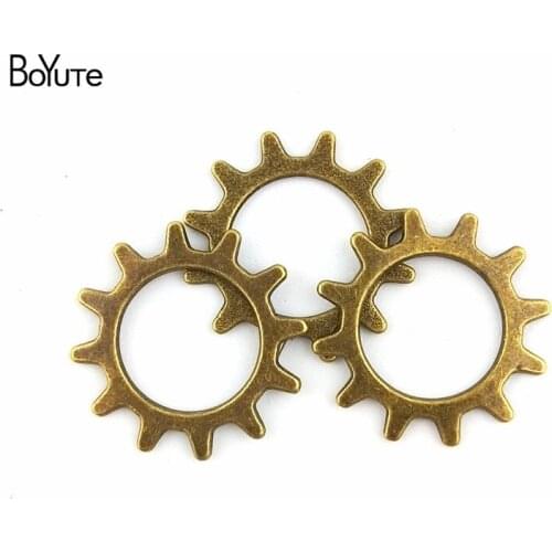 BoYuTe (100 Pieces/Lot) 22MM Wholesale Antique Bronze Plated Zinc Alloy Vintage Steampunk Gear Pendants for Jewelry Findings