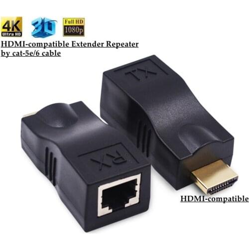 HDMI RJ45 CAT5E CAT6 UTP LAN Ethernet HDMI Extender Repeater 1080P Hard Plastic HDMI To RJ45 Network Cable Extender For HDTV