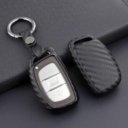 Carbon Fiber Key Fob Chain Case Cover For Hyundai Tucson Elantra Sonata Ioniq 2015 2016 2017 2018 2019 2020