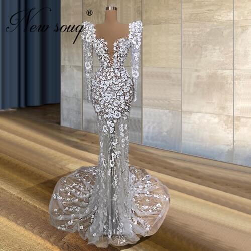 Saudi Arabia Heavy Pearls Evening Dresses 2020 Crystals Beaded Celebrity Red Carpet Dress Runway Long Formal Gowns Custom Prom