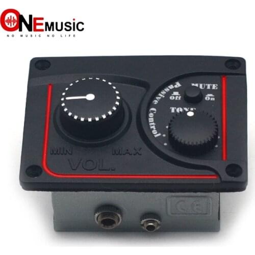 Square Guitar Equalizer with Volume and Tone Control Passive Control EQ 62x47MM Black