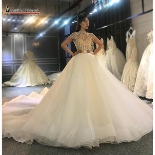 Full beading top body elegant wedding dress handmade high quality bridal dress 2020