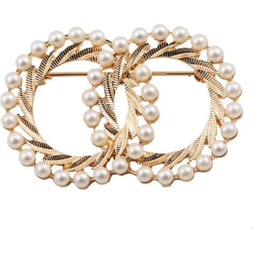 New Fashion Enamel Pin Gold Color Pearl Brooches for Women Scarf Buckle Lapel Pin and Brooch Jewelry Luxury Clothing Accessories