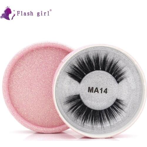 Flash Girl 1 Pair 3D Silk Eyelashes Natural Soft False Eyelashes High Quality Handmade Mink Lashes Beauty Makeup Tools MA14