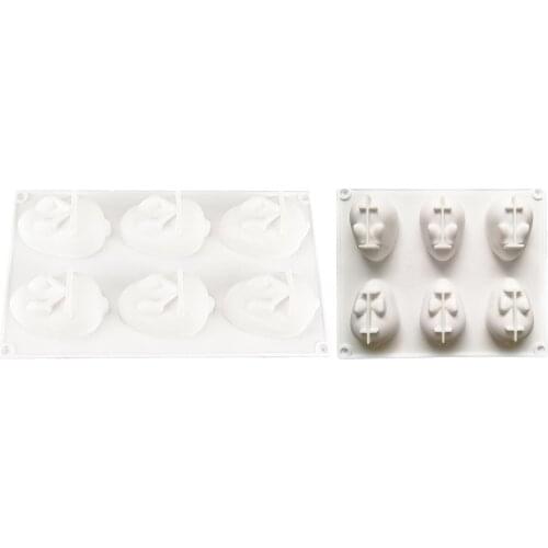 6 Holes Cake Baking Art Mould Pan 3D Easter Bunny Chocolate Fondant Mold