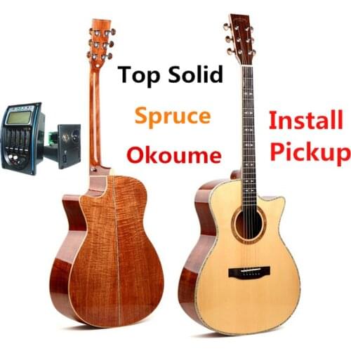 Guitar Top Solid Spruce Okoume Acoustic Electric Steel-String 40 Inch A-Body Guitarra 6 Strings Folk Pop Cutaway Guitars