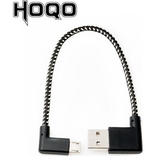Micro Woven USB 2.0 male to Left Angle Micro 5pin male USB 2.0 Cable Reversible Left Right Angled 90 Degree Data power cable