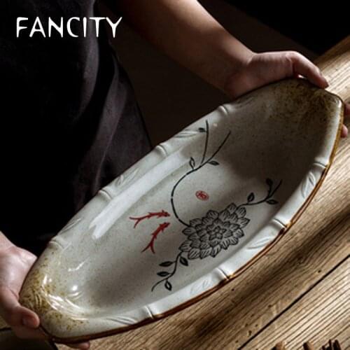 FANCITY Japanese-style commercial dish fish dish household large plate steamed fish dish new creative personality restaurant