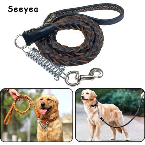 Braided Large Dog Leash Leather For Dog Training Leash Rope Puppy Shepherd Bulldog Labrador Gold Retriever Pet Leads Supplies